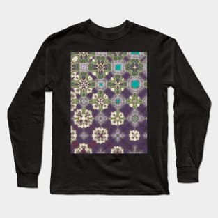 Intricate Purple, Green and Teal Transitional  Pattern - WelshDesignsTP003 Long Sleeve T-Shirt